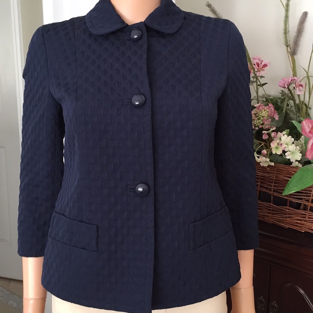 Talbots blue pattern blazer - Picture 3 of 9